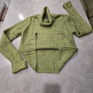 L'EQUIPE Women's Ribbed Cowl Neck Long Sleeves Sweater - Olive Green - Medium